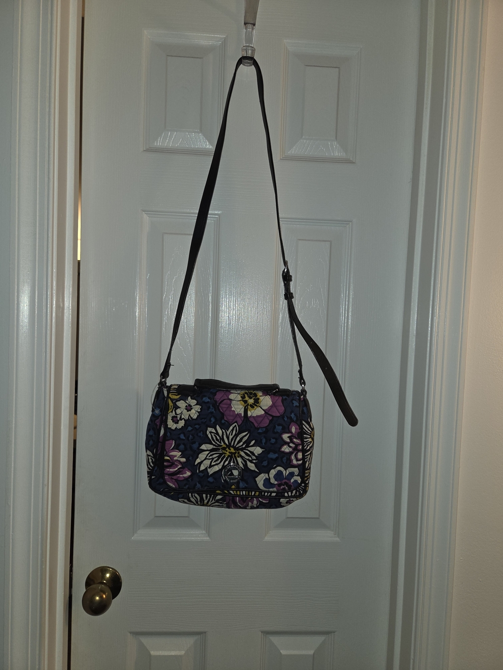 Vera Bradley Navy Quilted Floral Crossbody with Purple & Yellow Flowers